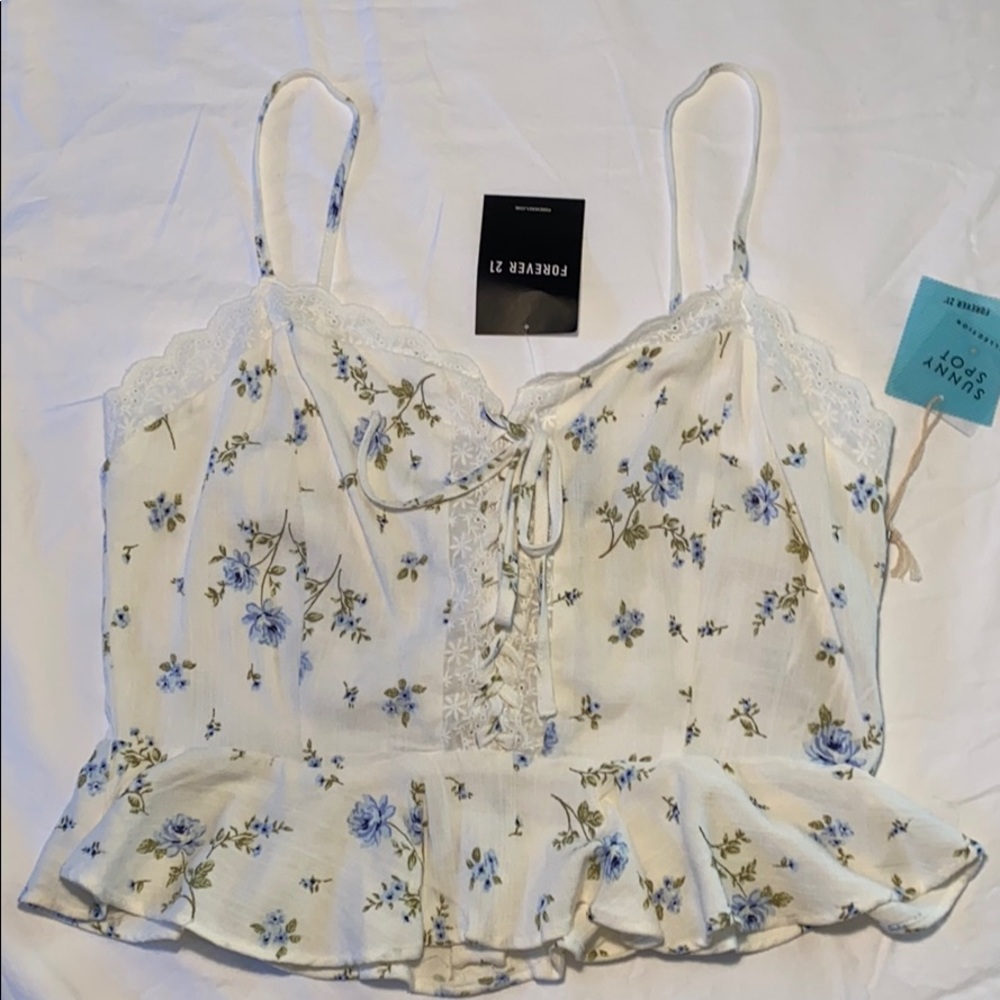 Forever 21 flowered cropped tank top